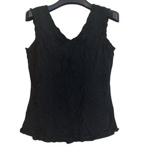 Frank Lyman‎ women’s tank top size 8 appliquéd black lined